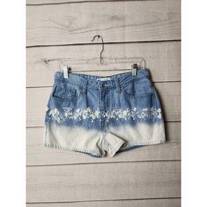 Levis Womens Jean Shorts Blue Pockets Belt Loops Belach Splatter Mid Rise Zip 30